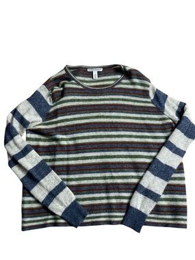 Autumn Cashmere 60% Cashmere 40% Silk Striped Sweater – Size M, Italian Yarn